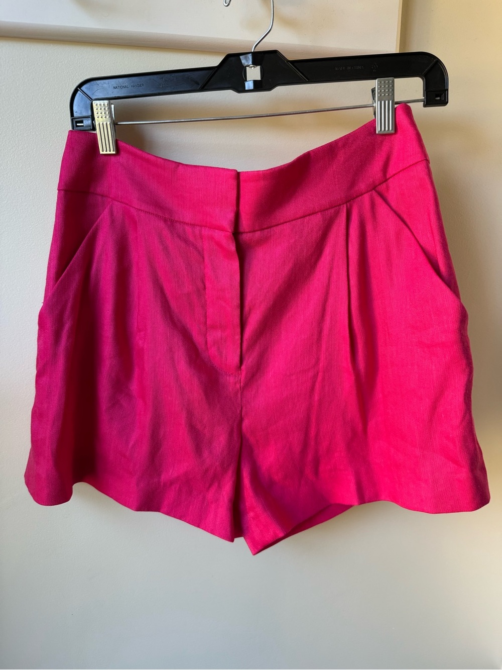 VERONICA BEARD Velia High Waist Linen Blend Shorts Fuchsia Pleated Tailored 6